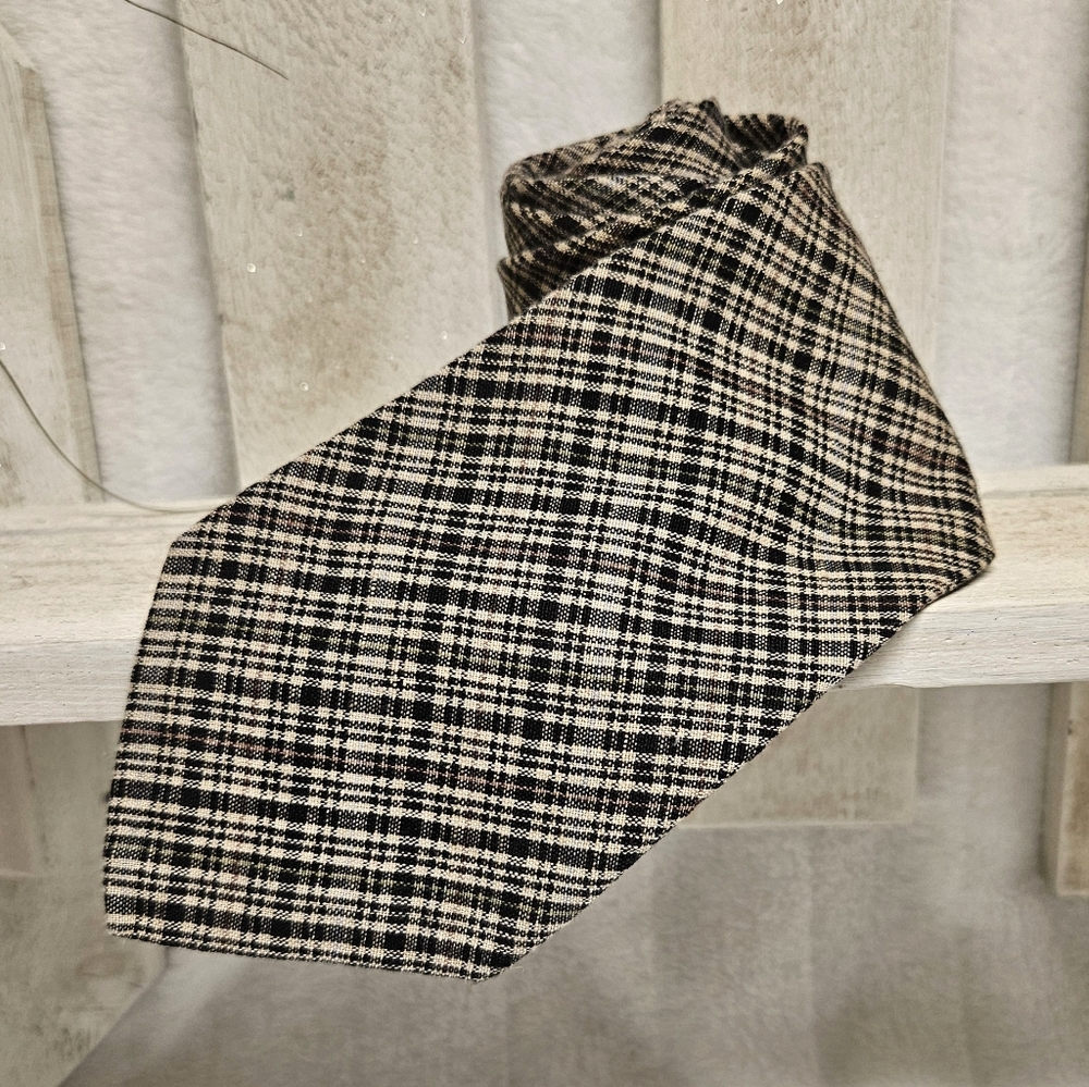 Vintage Beans Mcgee Linen Blend Plaid Tie